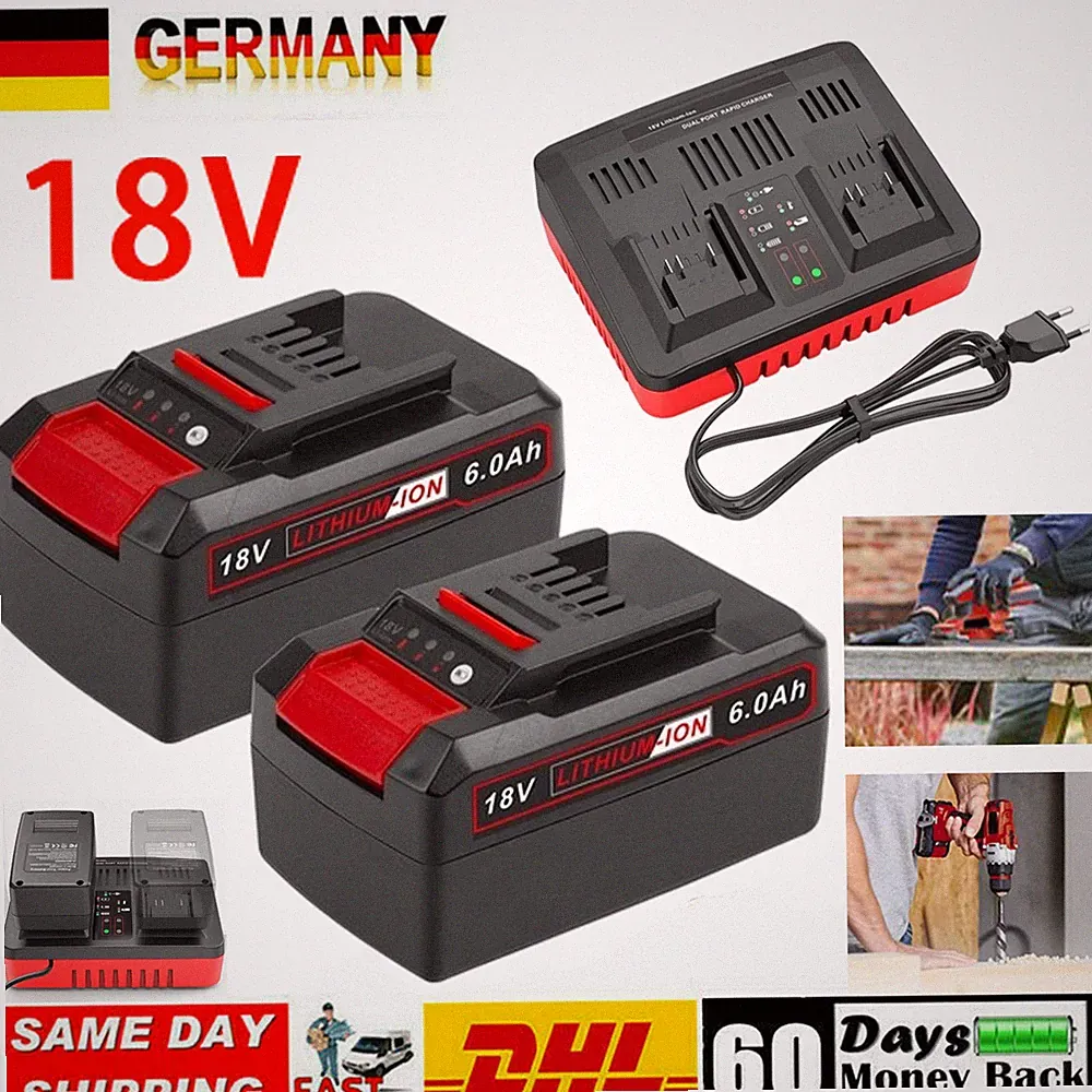 1-2X 6Ah 18V Ersatzakku / Doppelladegerät Für Einhell Akku PXC X-Change Lithium