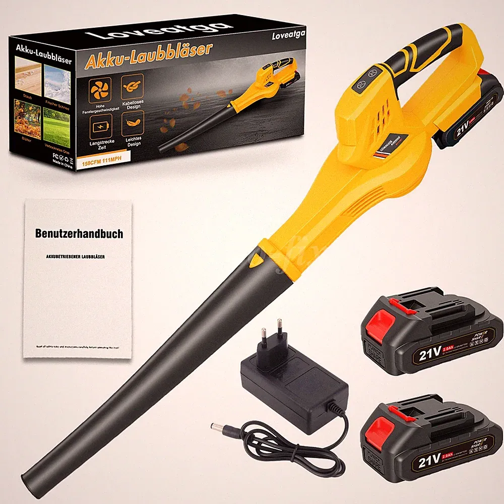 2 Akku Kabelloser Laubbläser 158 CFM leicht & ergonomisch für Garten & Terrasse