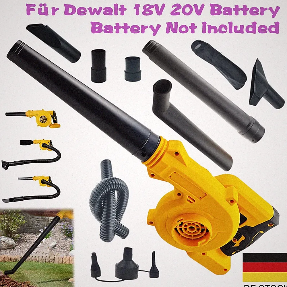 2 in 1 Akku Laubbläser Gebläse Bläser Sauger Rasenpflege für Dewalt 18V 20V Akku