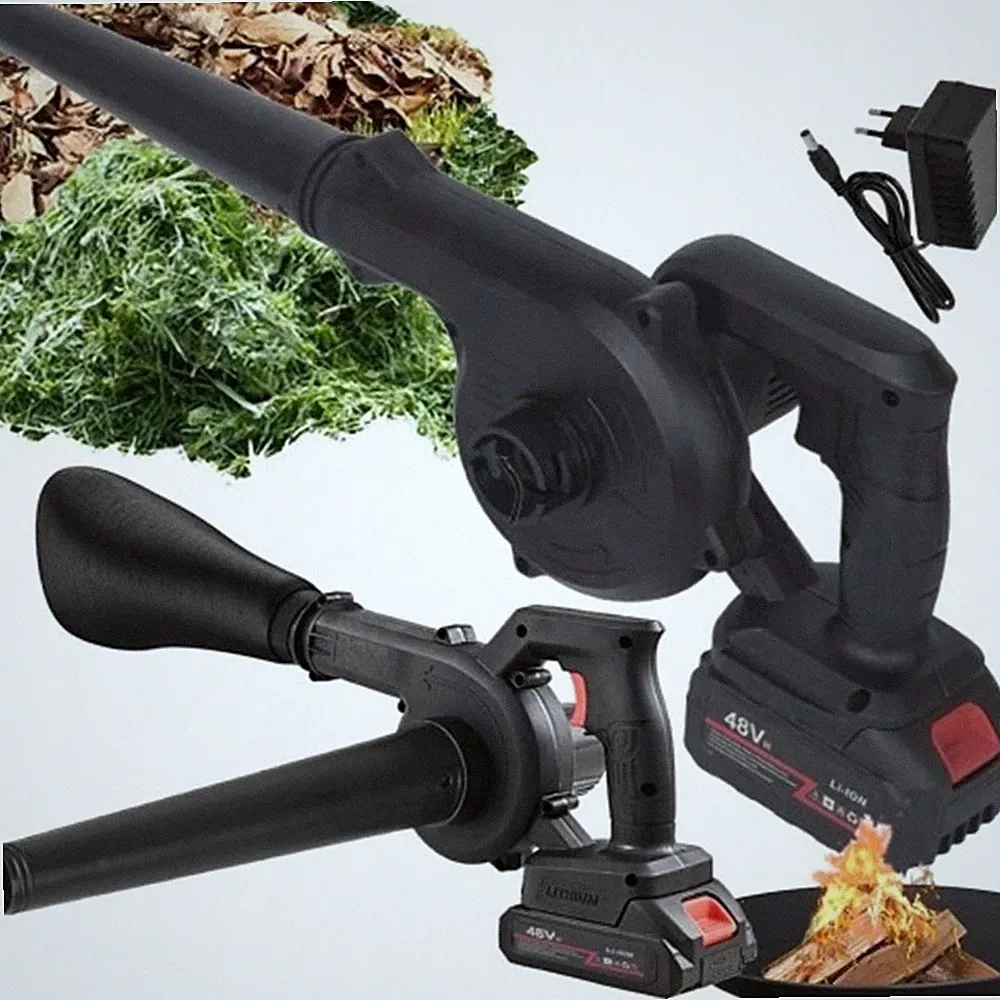 2 IN 1 Akku Laubsauger 48V Laubbläser Gebläse Bläser Mit Akku und Ladegerät