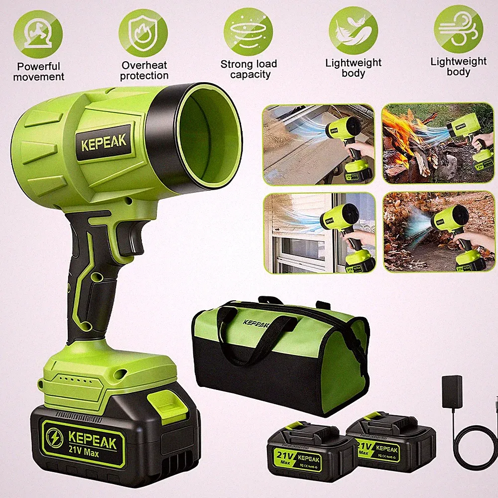21V Akku Laubbläser Mini Gebläse Staubgebläse Staubbläser mit 2 Akku Auto PC BBQ
