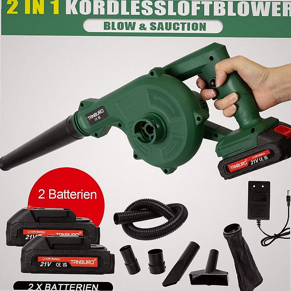 21V Laubbläser mit Akku und Ladegerät,leicht, für Blätter, Staub, Schnee,Garagen