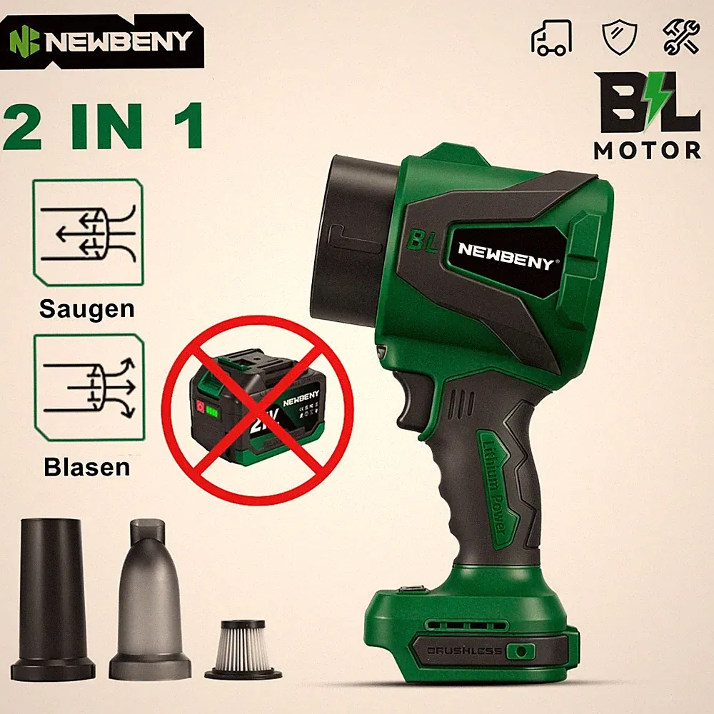 2IN1 Für Makita Akku Turbogebläse Handbläser Blasgerät Laubbläser Luftgebläse
