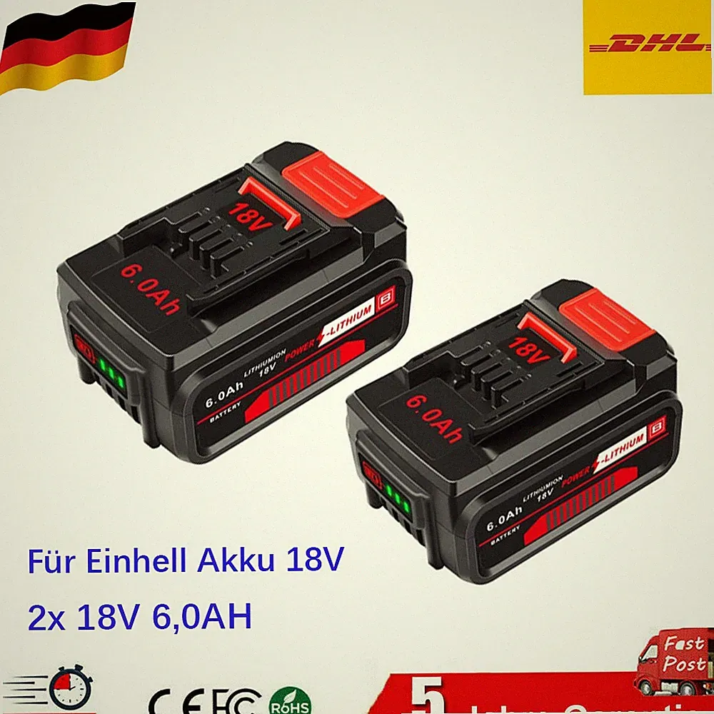 2Stück 18V 6,0AH Für Original Einhell Akku 18V Power X-Change Lithium Batterie