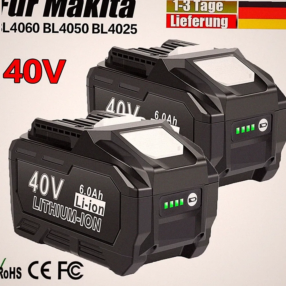 40V 6000mAh Li-Ion Akku für Makita BL4040 BL4060 XGT BL4050F mit LDE Anzeige