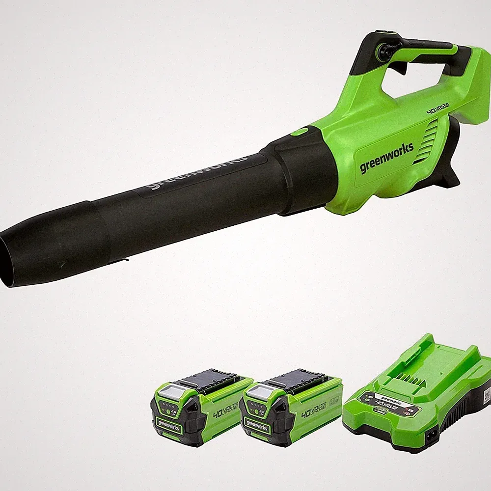 40V Akku Laubbläser Axial Gen2 Greenworks GD40ABIIK2x, 2x2Ah Batterie &Ladegerät