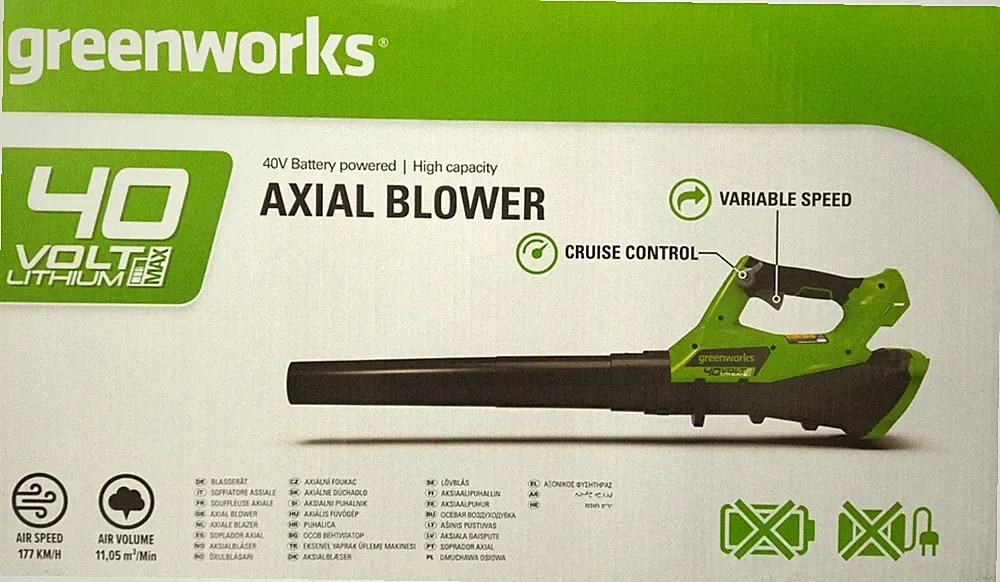 40V Akku Laubbläser Greenworks G40AB (ohne Batterie & Ladegerät) AXIAL BLOWDER