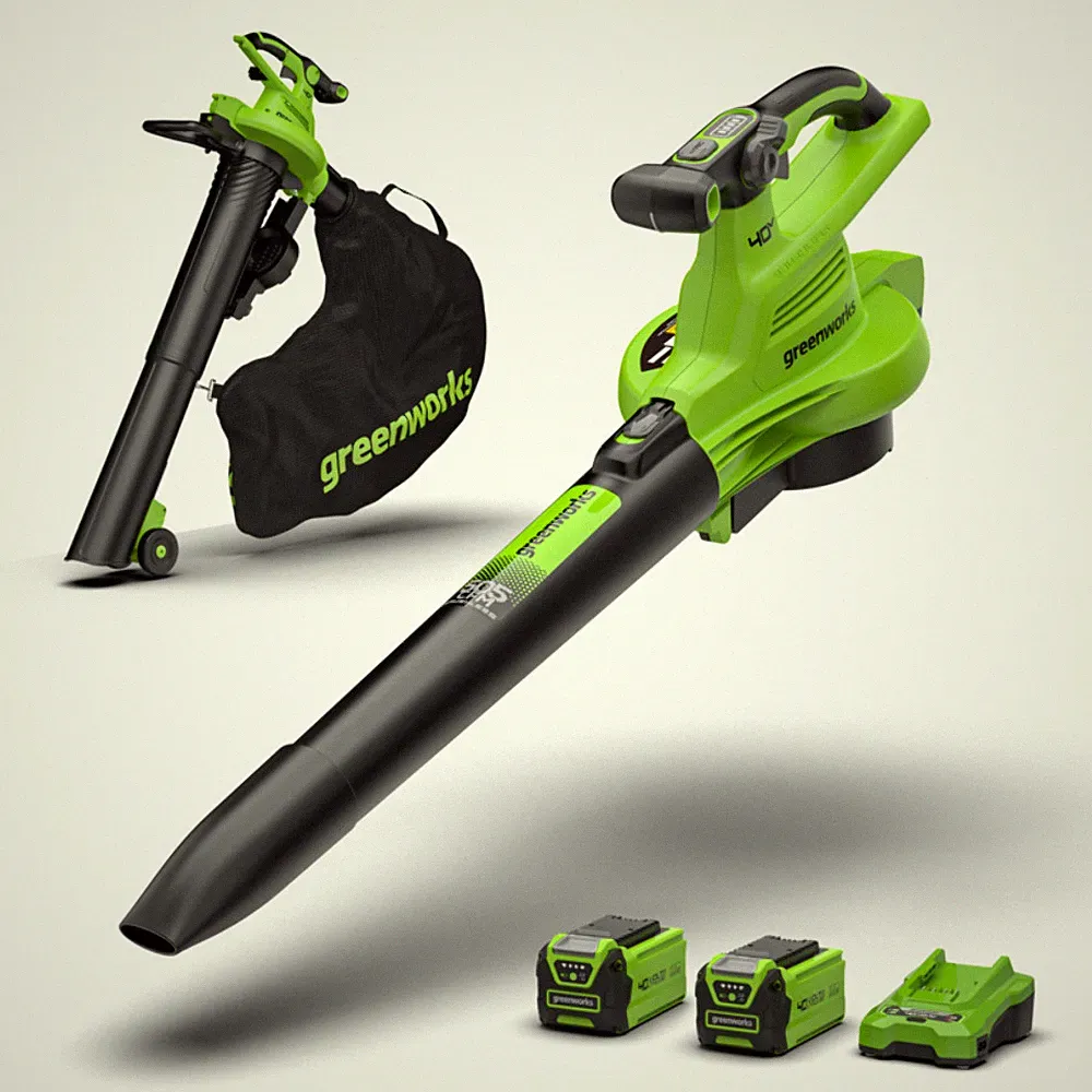 40V Laubbläser, Laubsauger 370 km/h -Greenworks GD40BVIIK2X - inkl. 2x 2Ah Akkus