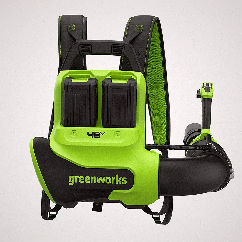 48V (24V x 2) Rucksack-Laubbläser 297 km/h Greenworks BL48L01-01 - 2x 8Ah Akkus