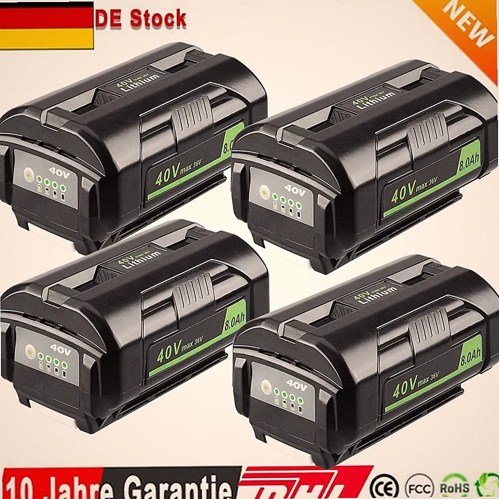 4x 40V 8000mAh Akku Ersatz für Ryobi OP4040A1 OP4040 RY40200 Laubbläser Werkzeug