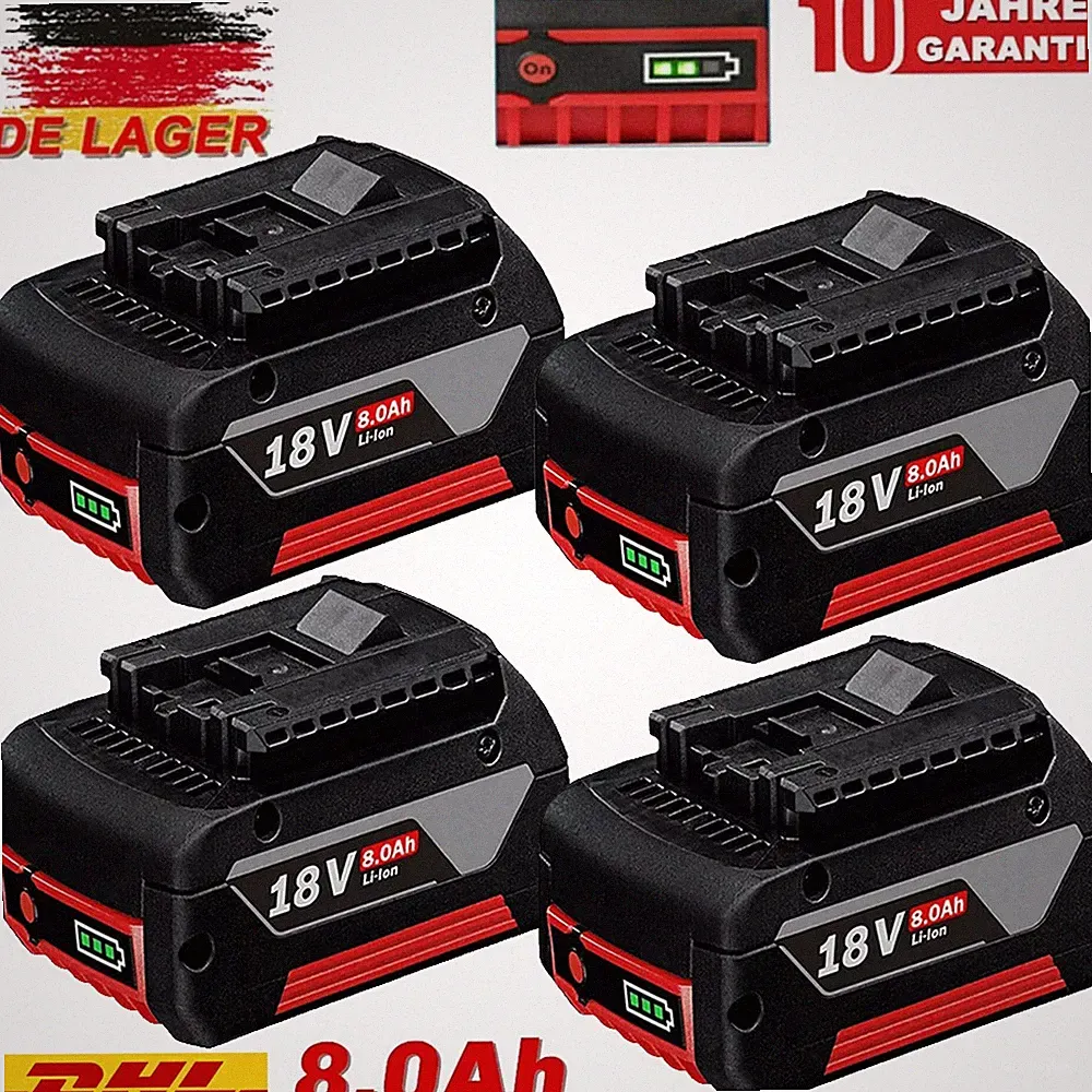 4x Original 8,0Ah Akku für Bosch 18V 5Ah Professional GBA GSR GSB BAT618 BAT609