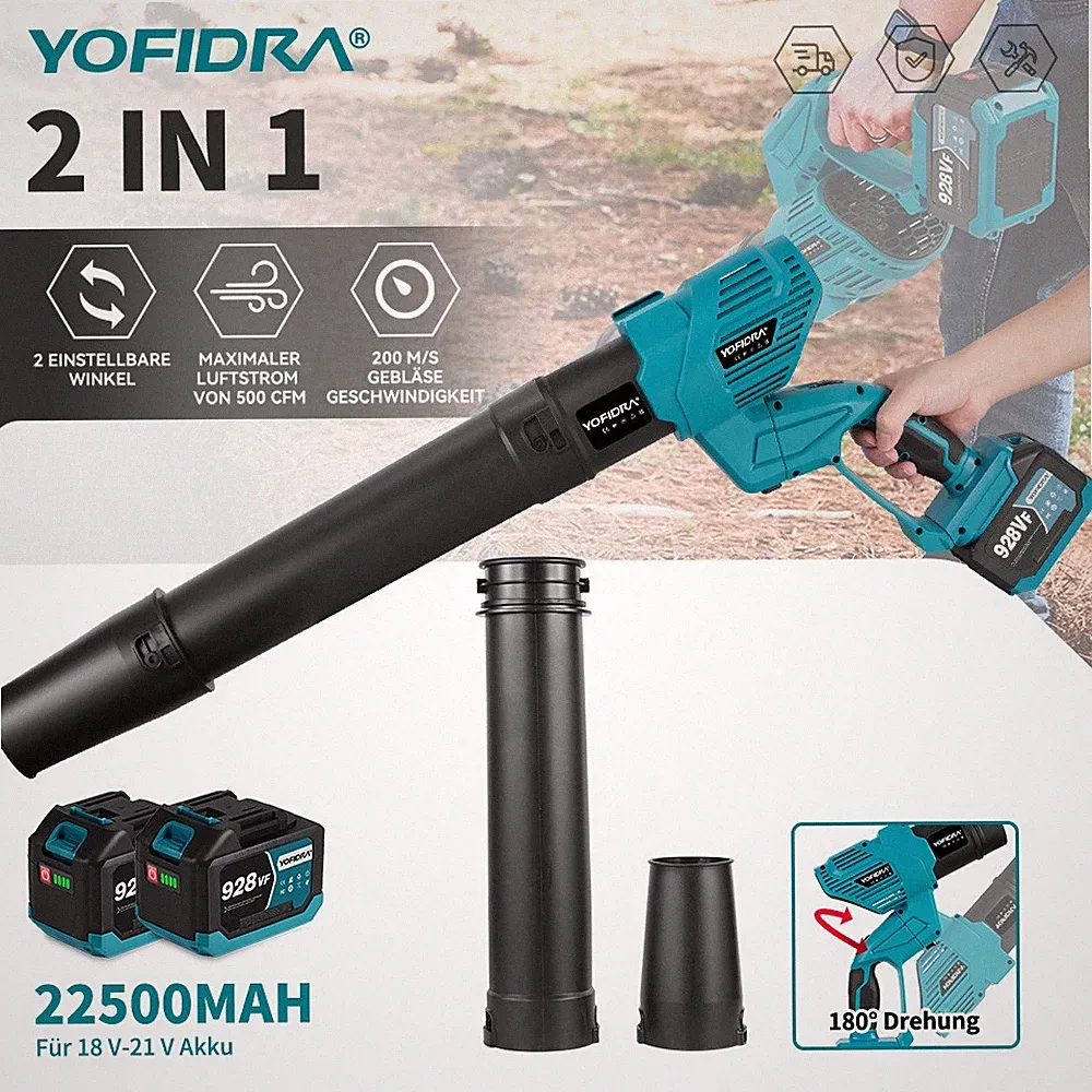 5 Gänge Laubbläser Gebläse Für Makita Akku Mit 2x Akkus und Ladegerät Laubbläse