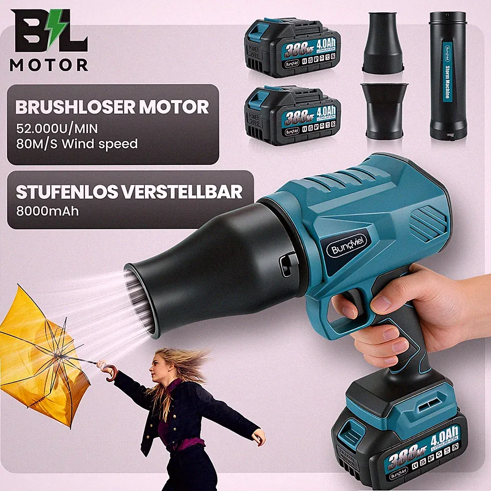 52000RPM Bürstenlos Turbo Gebläse Laubbläser Akku Jet Fan Handbläser Luftgebläse