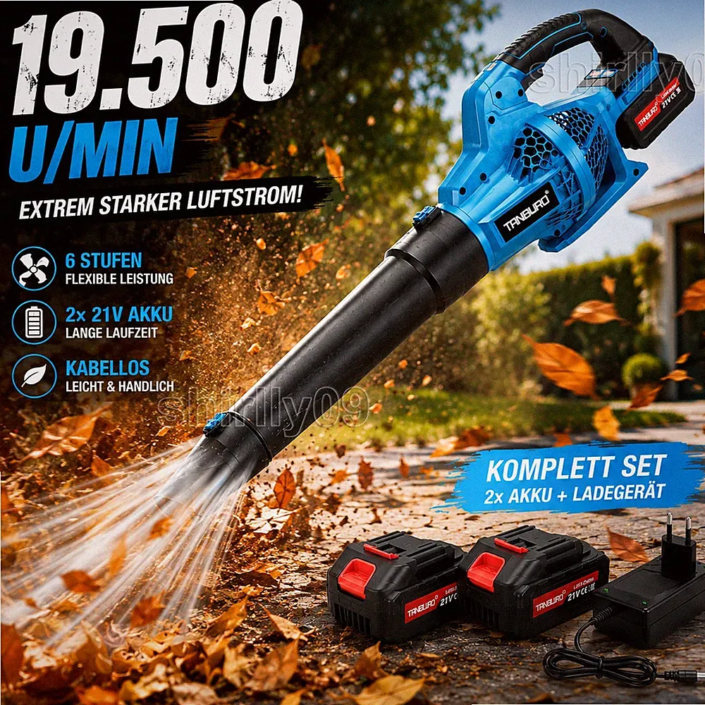 6 Gänge Für Makita Akku Laubbläser Mit 2x 5,0Ah 21V Akkus + Ladegerät Laubbläse