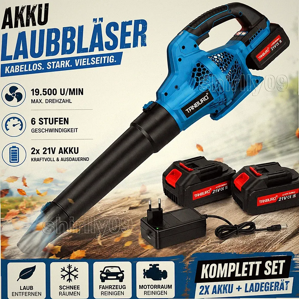 6 Gänge Für Makita Akku Laubbläser Mit 2x 5.0Ah Akkus & Ladegerät Laubgebläse