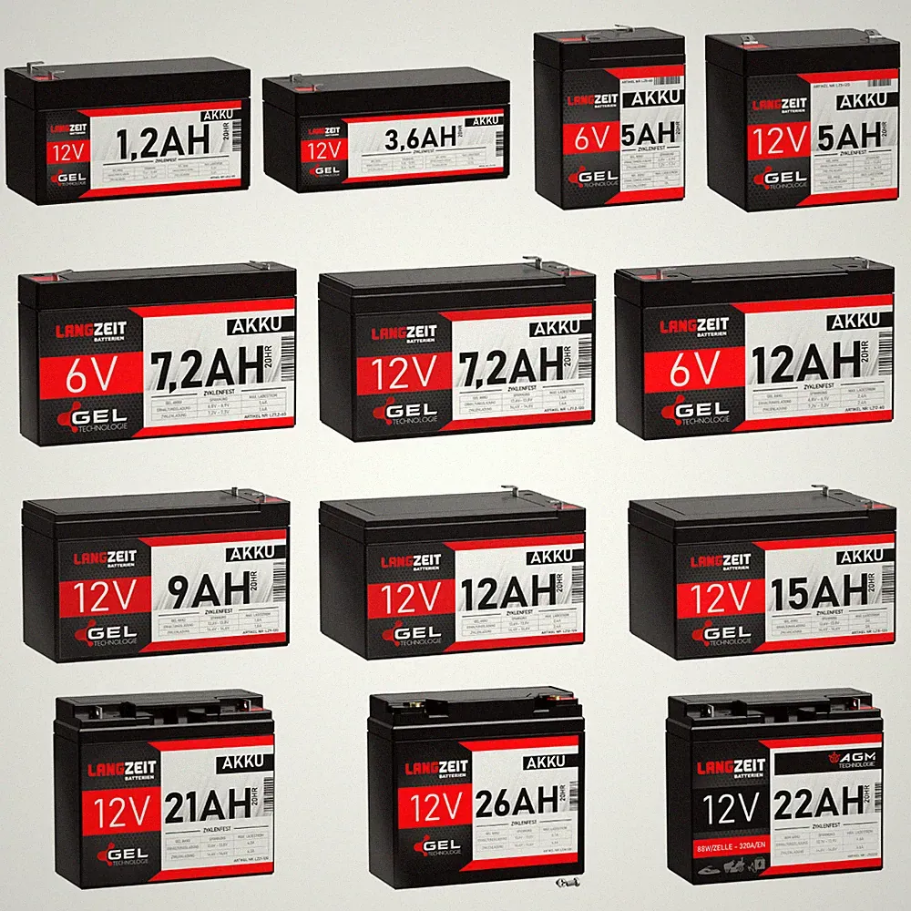 Akku 6V 12V GEL 1,2Ah 3,6Ah 4,5Ah 5Ah 7Ah 7,2Ah 9Ah 12Ah 15Ah 20Ah Blei Batterie