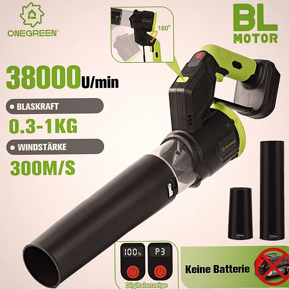Akku Bläser Laubbläser Turbogebläse Handgebläse Luftgebläse Für Makita w/ 2 Düse