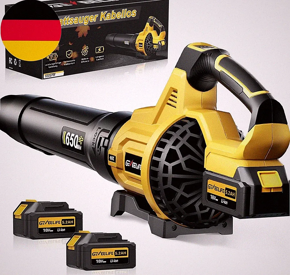Akku-Laubbläser, 20V 257 Km/H Elektrischer Laubbläser Mit 3-Gang & 2X5,0Ah Akkus