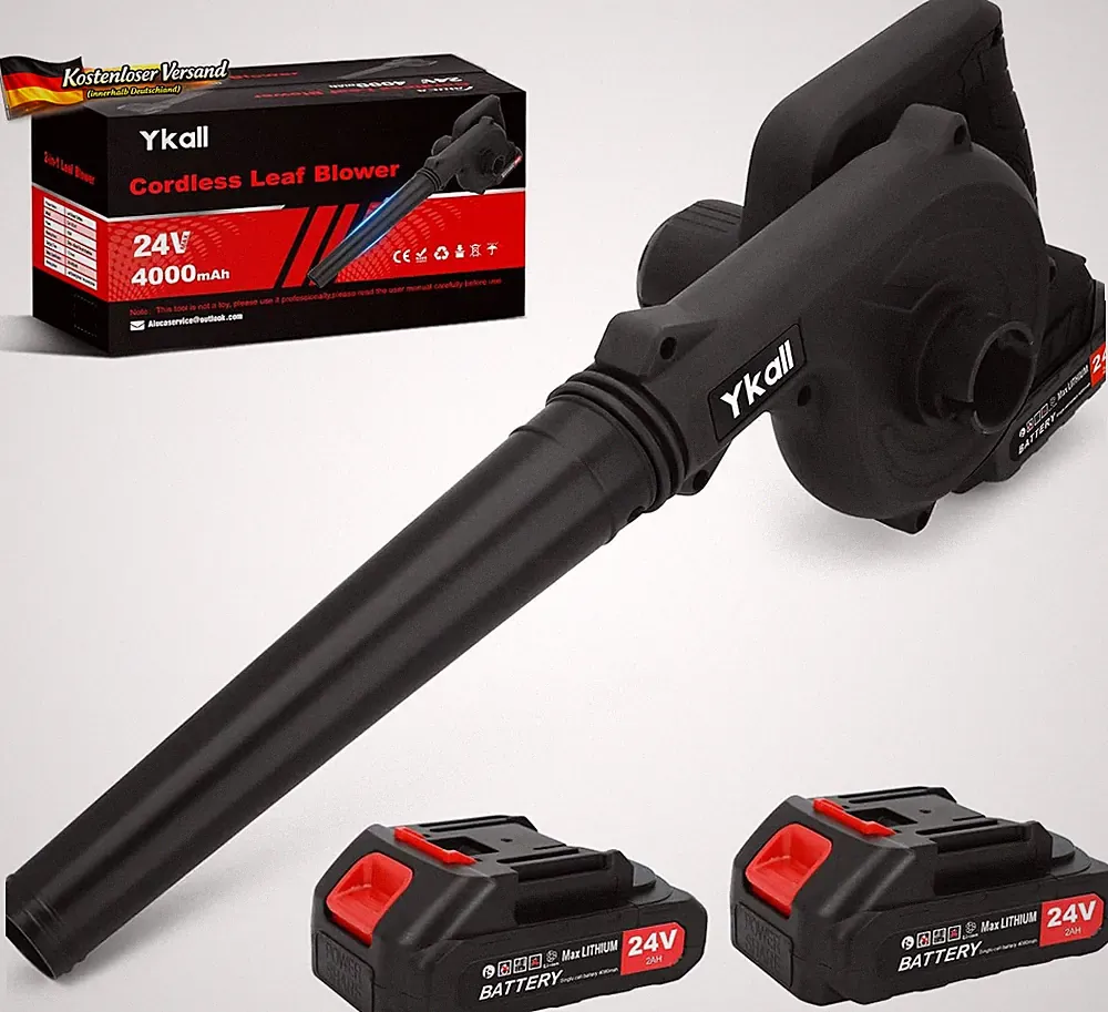 Akku-Laubbläser 24V kabellos – Leicht 0,9kg, 2 Akkus, Schnellladung, Ganzjahresg