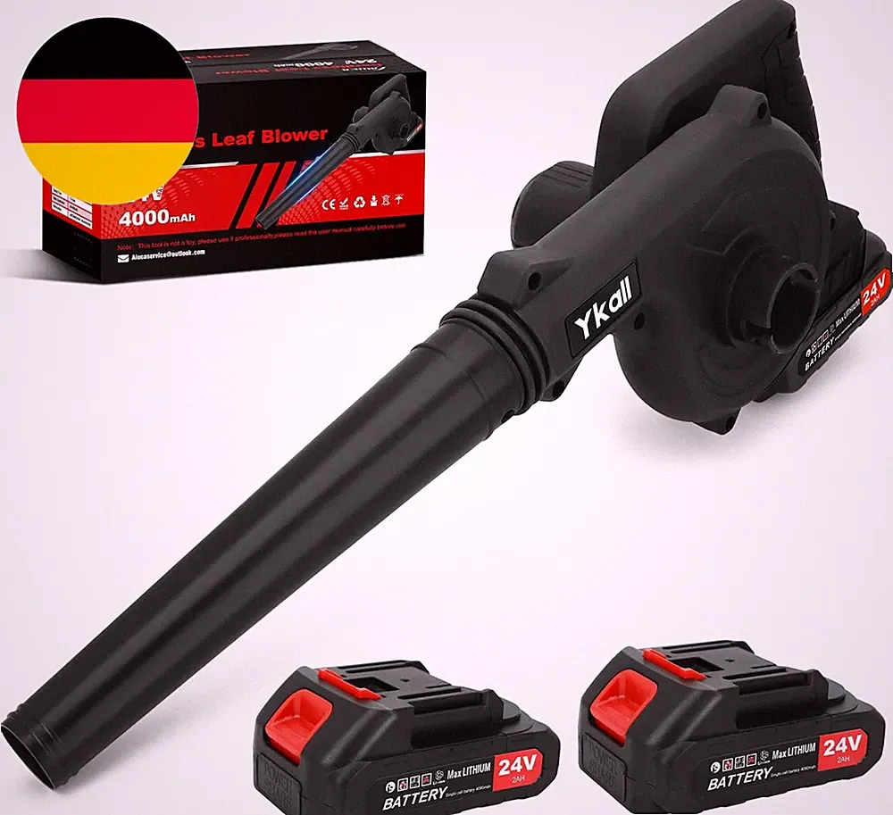 Akku-Laubbläser 24V Kabellos – Starker Motor, 0.9Kg Leicht, 2 Akkus