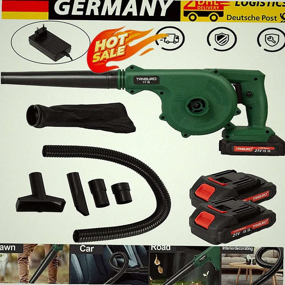 Akku Laubbläser Gebläse Laubsauger Bläser Sauger Mit 2 Akkus Und Ladegerät NEU