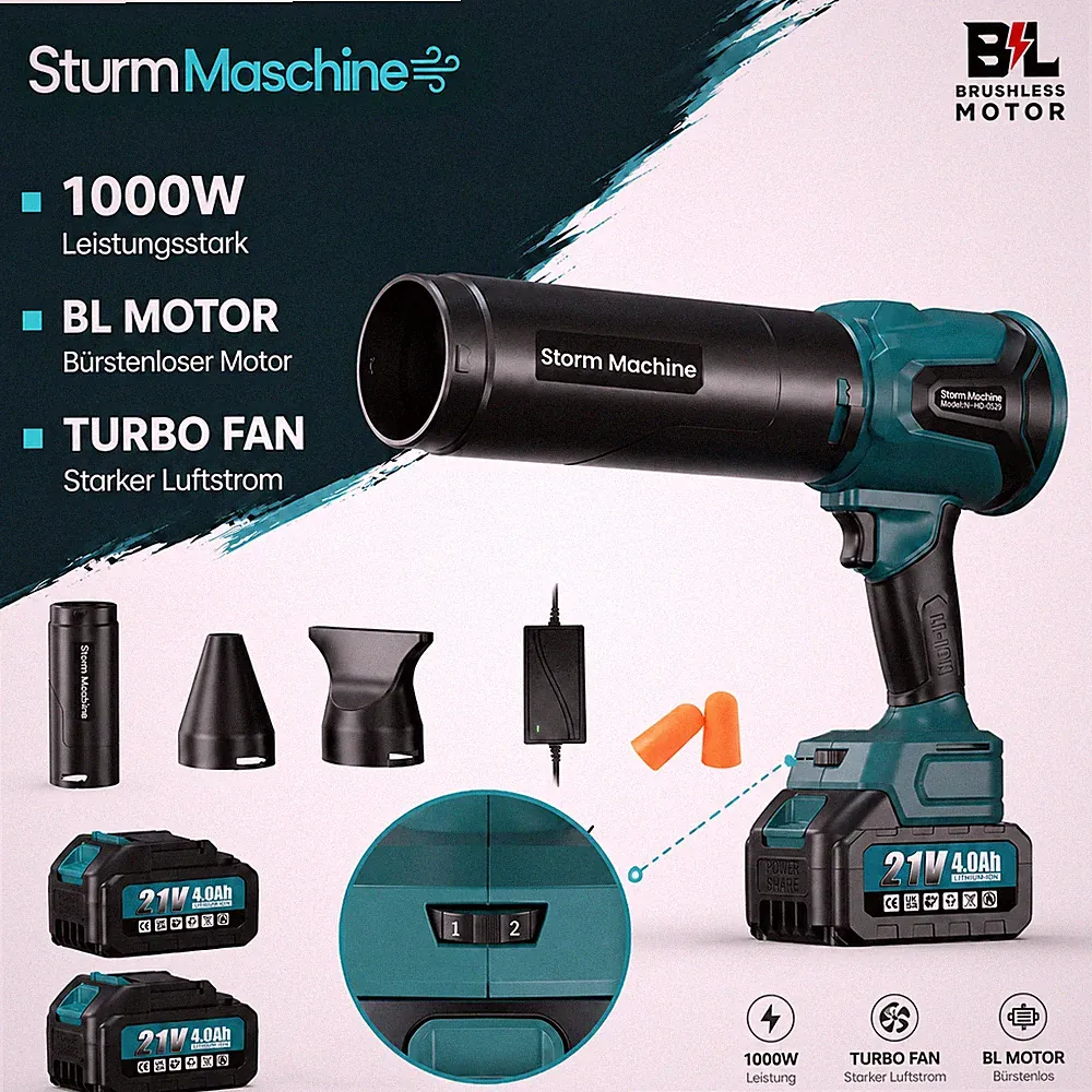 Akku Laubbläser Laubgebläse Turbogebläse bürstenloser Motor Gebläse Staubbläser
