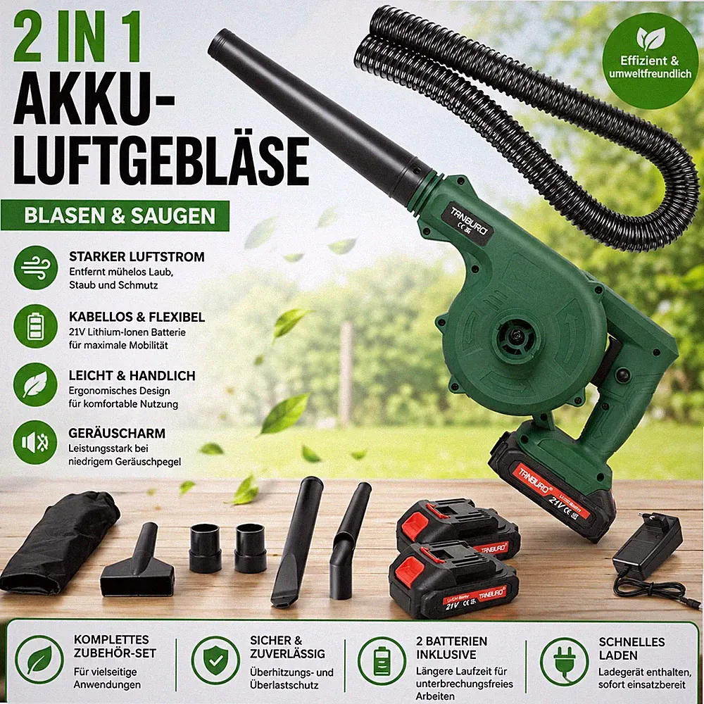 Akku Laubbläser Laubsauger 2in1 Elektrisch Gebläse für Dewalt 2 Akkus &Ladegerät