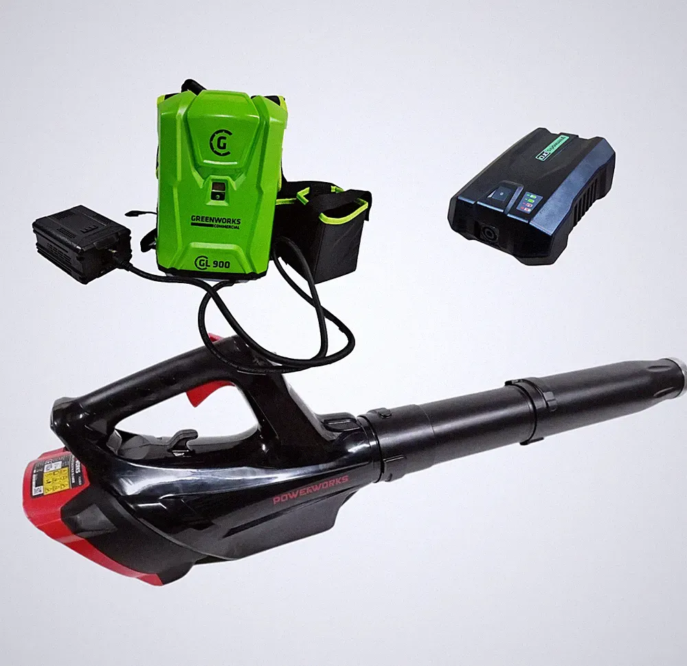 Akku-Laubbläser Powerworks PC82BLB 82 V, Akku-Rucksack 82V 12,5Ah und Lader