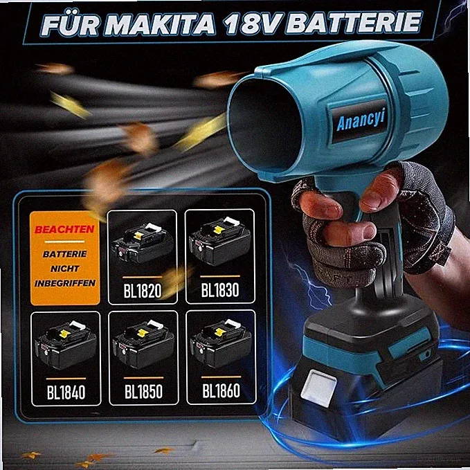 Akku Laubbläser Turbo Jet Gebläse Bürstenlos Staubbläser Für Makita 18V
