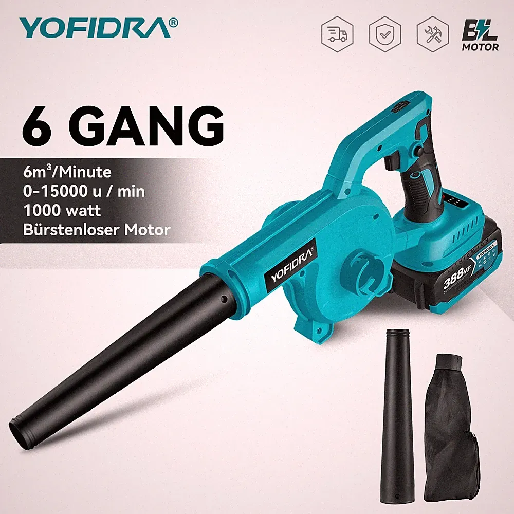 Akku Laubsauger Laubbläser Gebläse Bläser 6 Gänge Für Makita 18V Akku