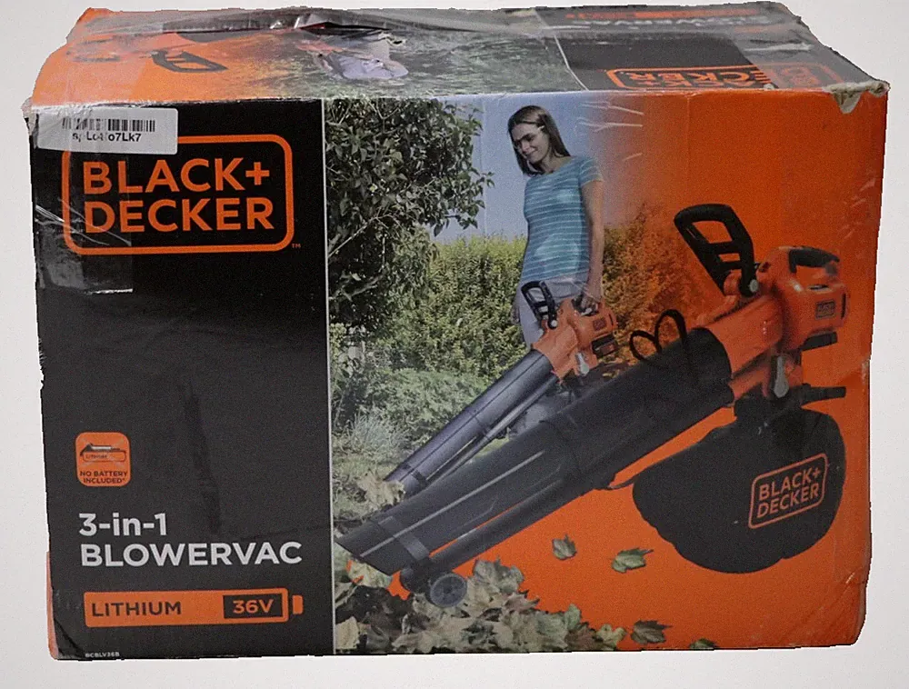 BLACK+DECKER Laubsauger Akku Laubbläser mit Häcksler BCBLV36B (45l Fangsack,Solo