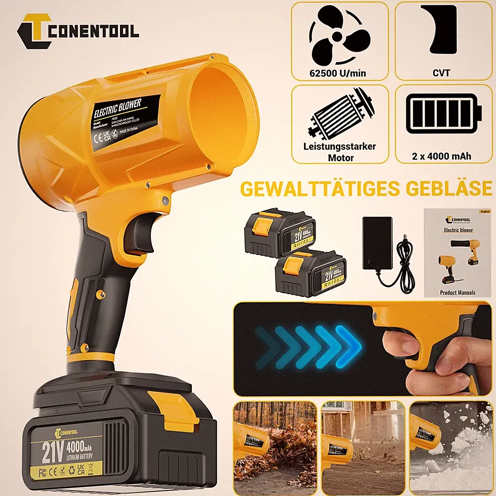 CONENTOOL Akku Laubbläser Gebläse Mit 0/1/2 Akkus und Ladegerät Für 18V Makita