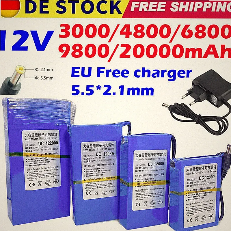 DC 12V 3000mAh ~ 20000mAh Tragbare Wiederaufladbare Lithium Ionen Batterie Akku