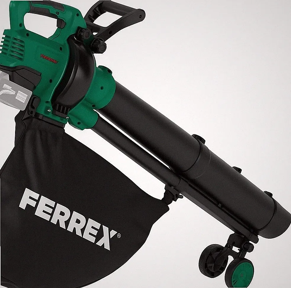 FERREX Akku Laubsauger Laubbläser Häcksler Fangsack 45 L ohne Akku und Ladegerät