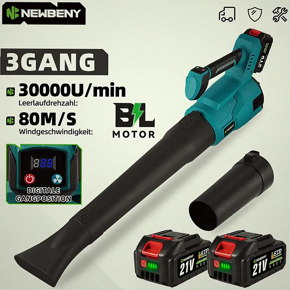 Für 18V Makita Akku Laubbläser Laubgebläse 3 Gänge Gebläse Mit 2Akku & Ladegerät
