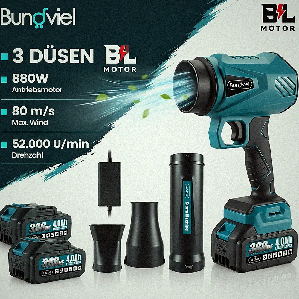 Für 21V Makita Akku Laubbläser Laubgebläse Gebläse Mit 2 Akkus und Ladegerät DE
