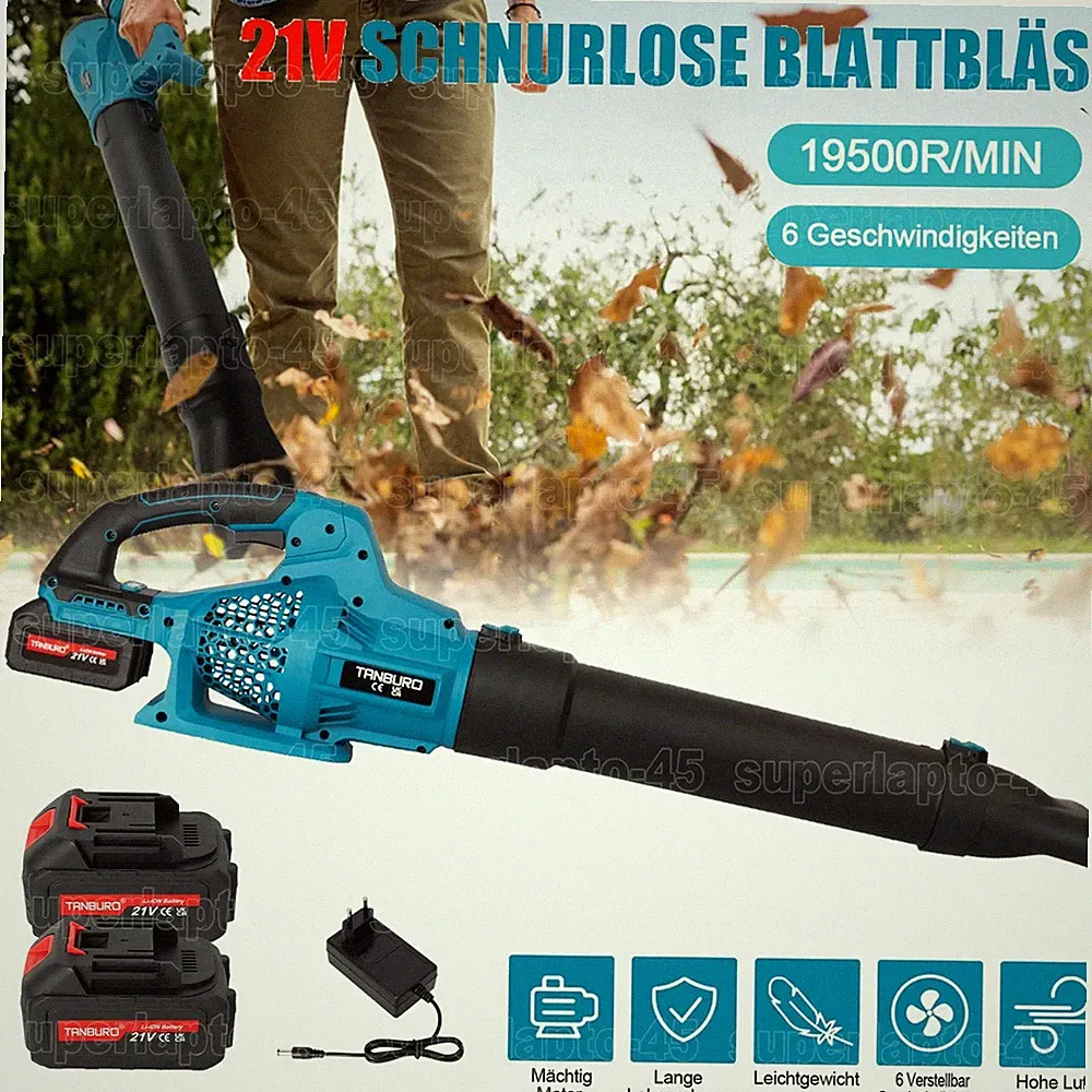 Für 21V Makita Akku Laubbläser Laubgebläse Gebläse Mit 2 Akkus und Ladegerät DE