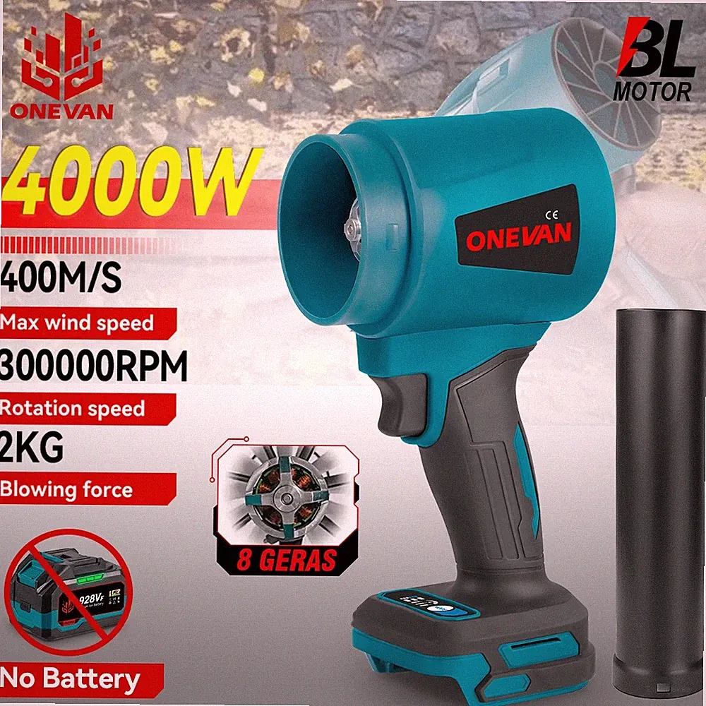 Für Makita Bürstenloser 4000w Turbo Gebläse Laubbläser Akku Jet Fan Luftgebläse