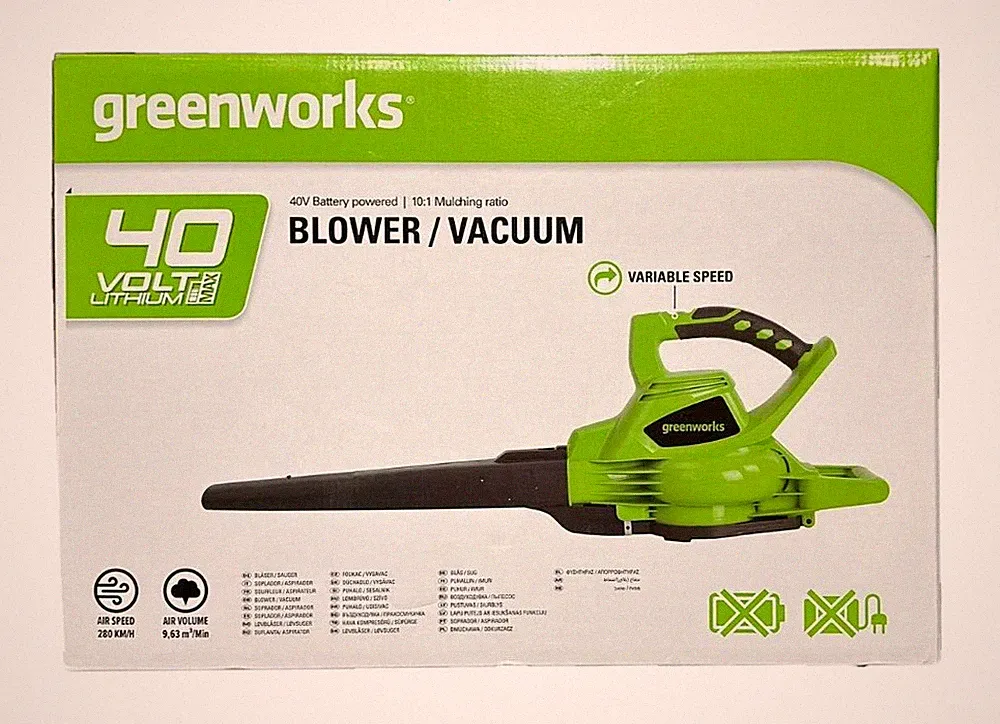 Greenworks Akku Laubsauger 40 V 45 l Laubläser Laubhäcksler Akkugebläse Bläser