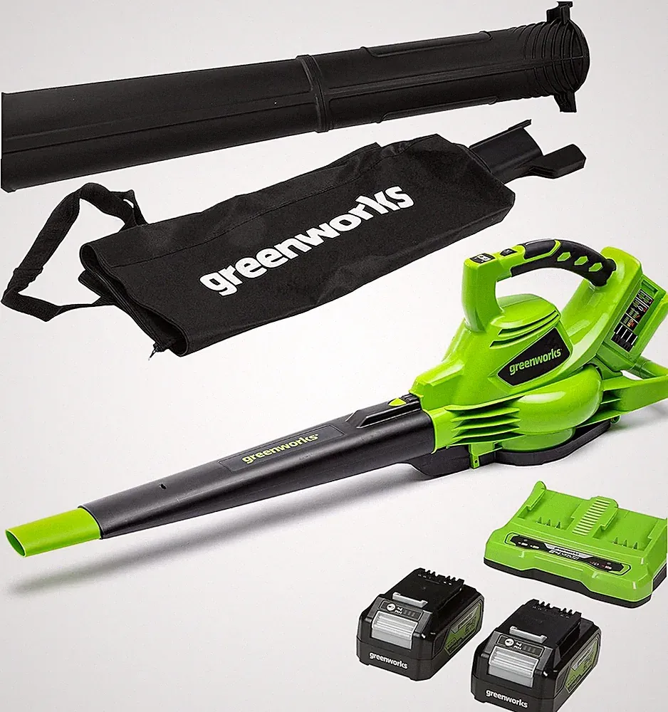 Greenworks GD24X2BVK4X – Akku‑Laubbläser & Laubsauger inkl. 2 x 4Ah Batterien