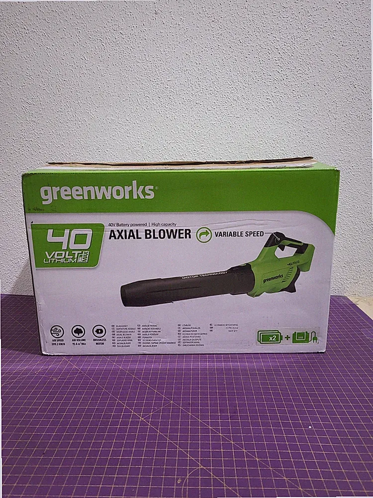 Greenworks GD40ABK2X Axial Akku Laubbläser 210 km/h, 15,6 m³/min _5,8_5