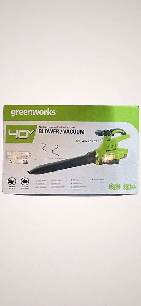 Greenworks GD40BVII Akku-Laubbläsersauger 40V – bürstenloser Motor, 370km/h Luft