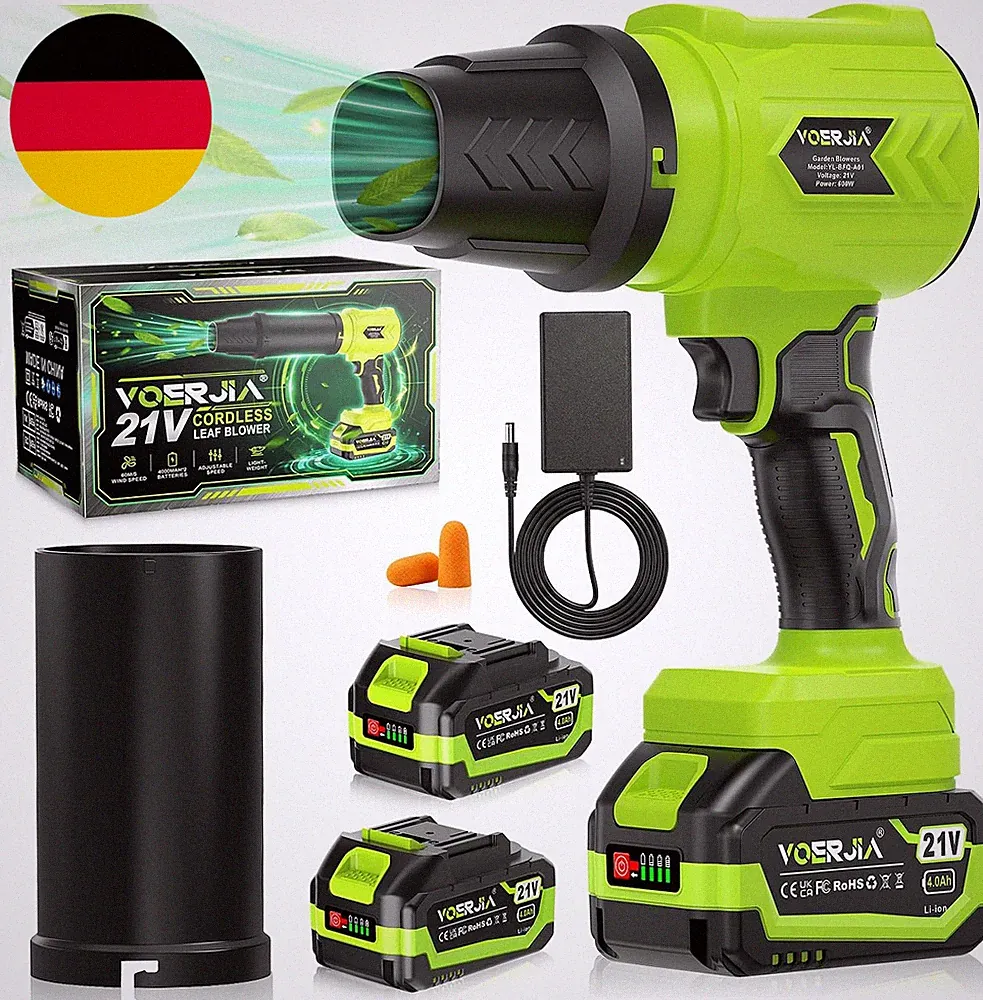 Laubbläser Akku 21V Mit 2×4000Mah Akku Und Ladegerät, Leichtes Handgebläse & Sta