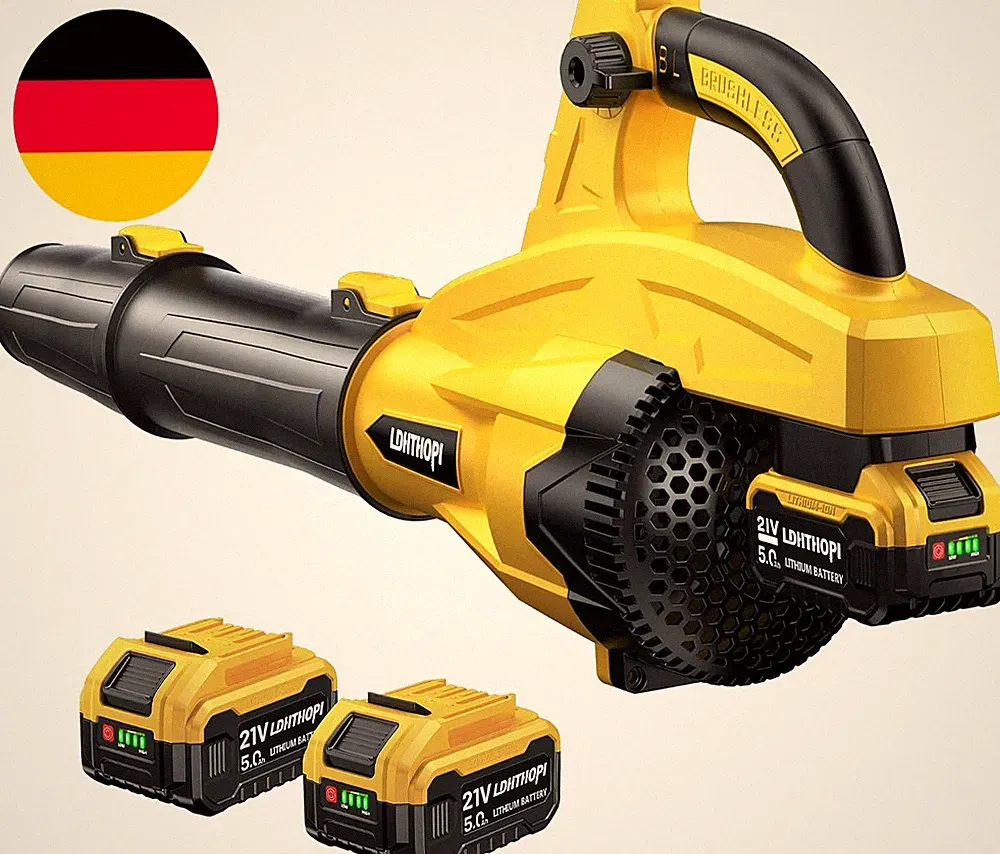 LDHTHOPI Akku-Laubbläser, 320 Km/H Bürstenloser Motor, 2X 5000Mah Akkus & Ladege