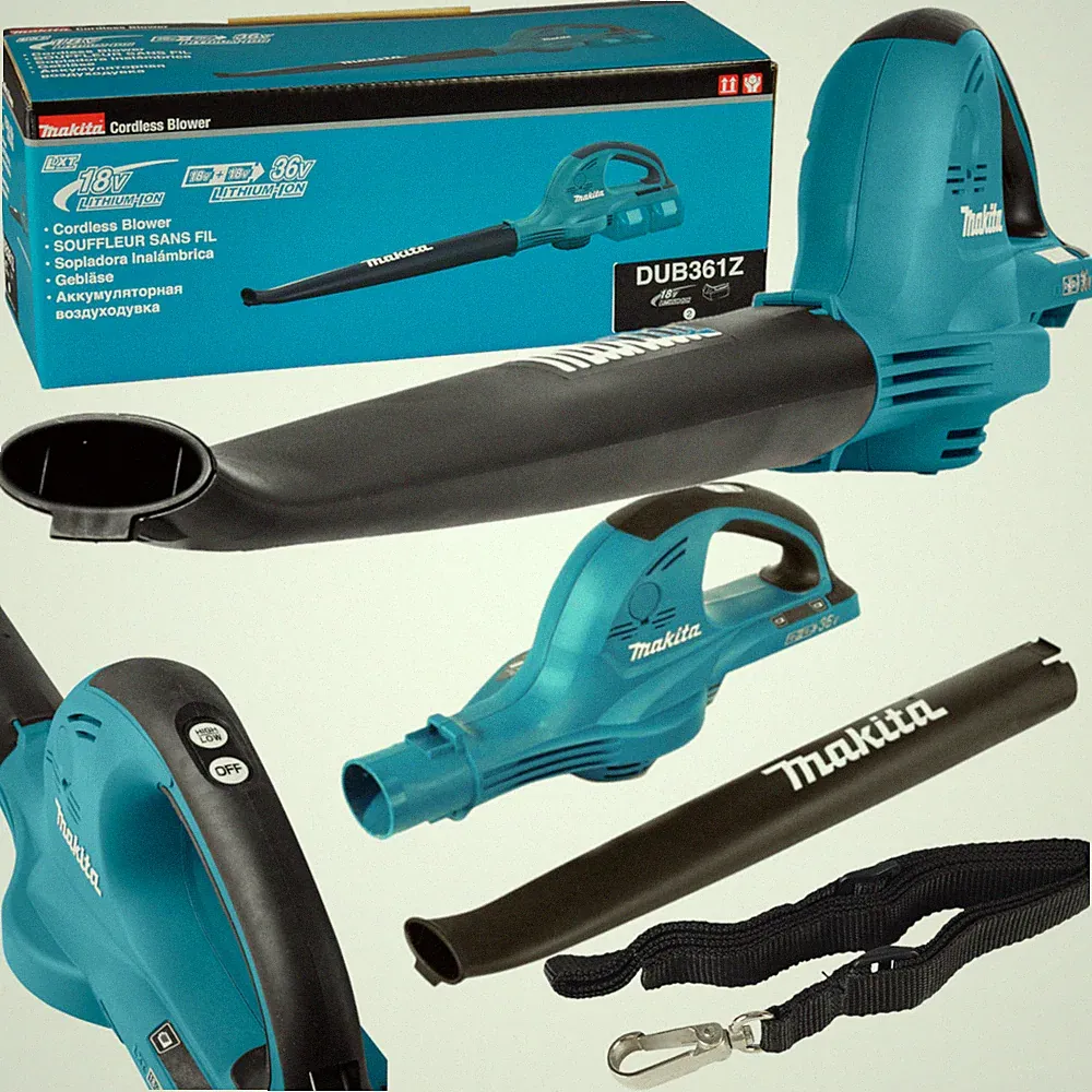 Makita Akku-Gebläse Laubbläser 2x 18 V Li-Ion + Schultergurt + Zubehör DUB361Z