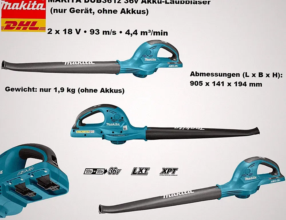 MAKITA Akkubetriebener Laubbläser DUB361z 36v (nur Gerät, ohne Akkus)