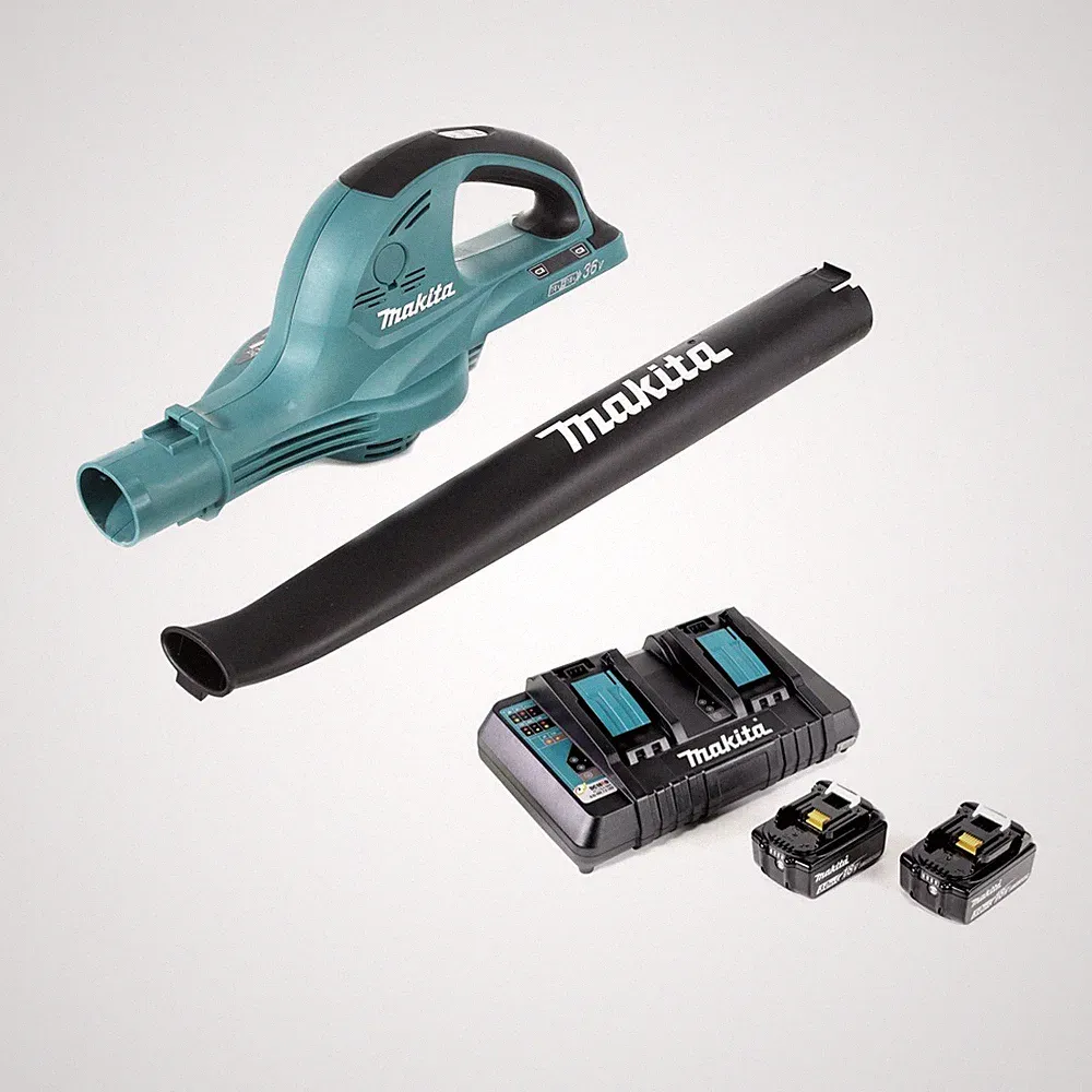 Makita DUB 361 PT 2x 18 V / 36 V Akku Laubbläser Gebläse + 2x 5 Ah Akku + Lader