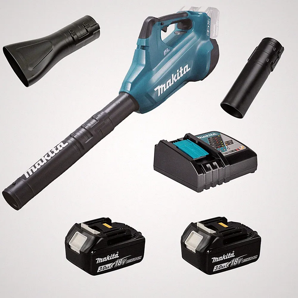 Makita DUB362Z Akku-Gebläse 2x18V Laub Bläser + 2x Akku 3Ah + Lader im Karton