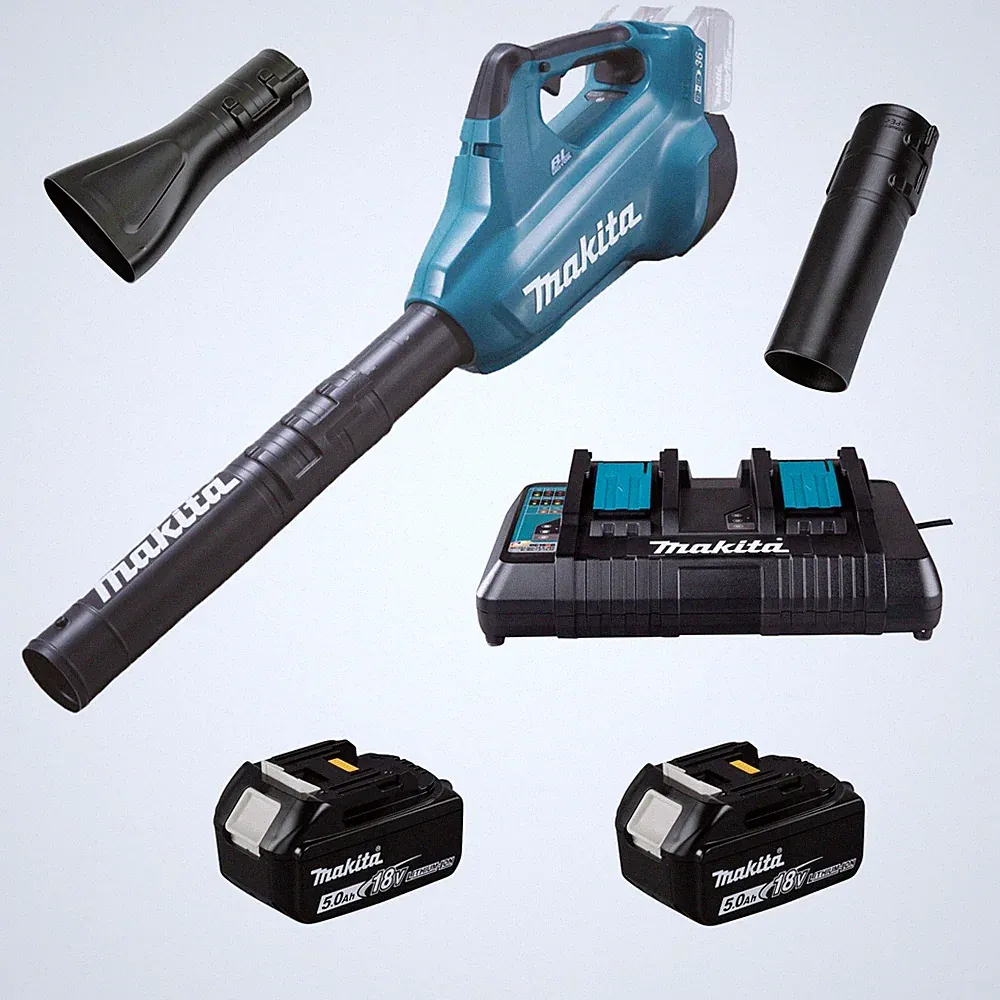 Makita DUB362Z Akku-Gebläse 2x18V Laub Bläser + 2x Akku 5Ah + Doppellader