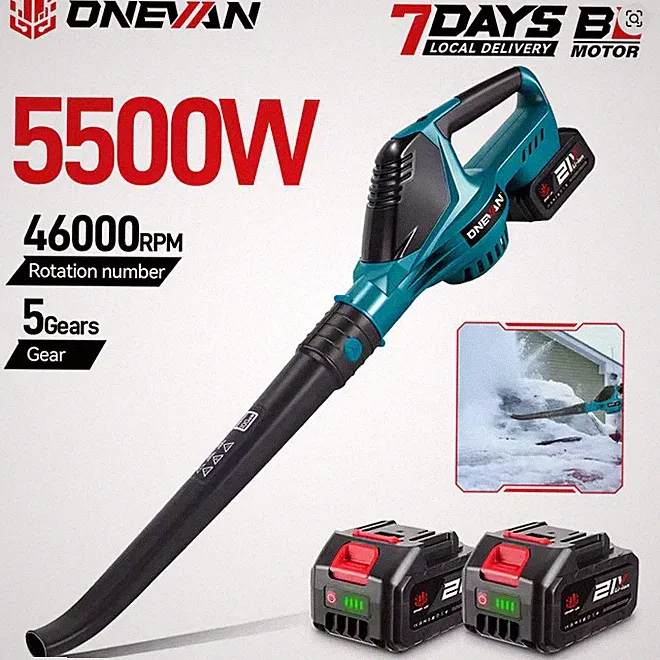 ONEVAN 5500W Laubbläser Akku Luftbläser 2 Akkus Bürstenlos Makita kompatibel